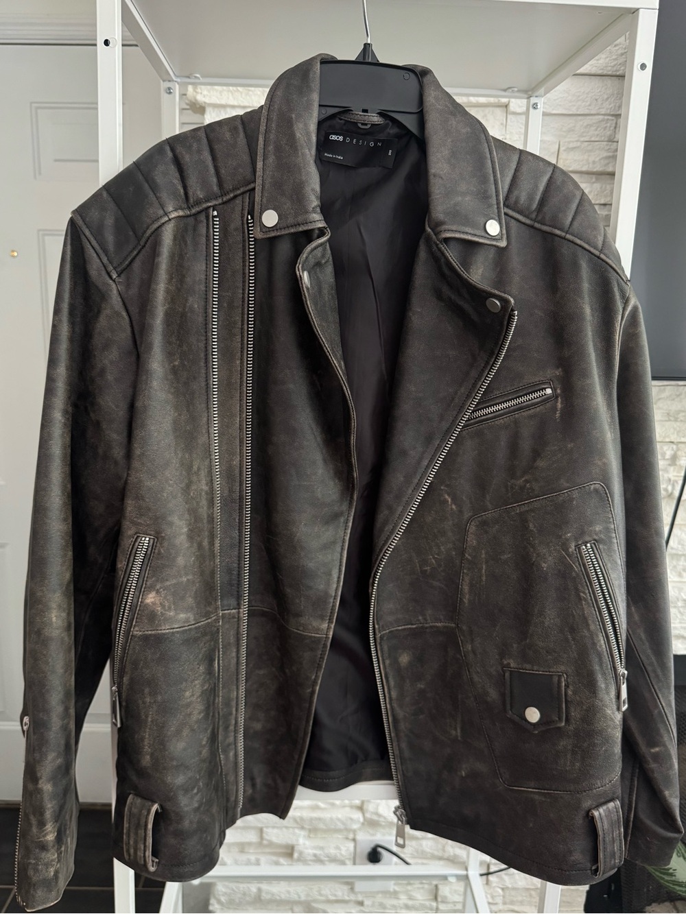 ASOS DESIGN Oversized Faux Leather Biker Jacket